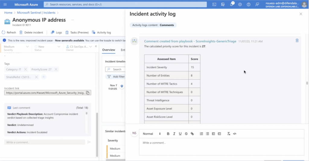 AIRO provides an Incident Score based on a proprietary algorithm.